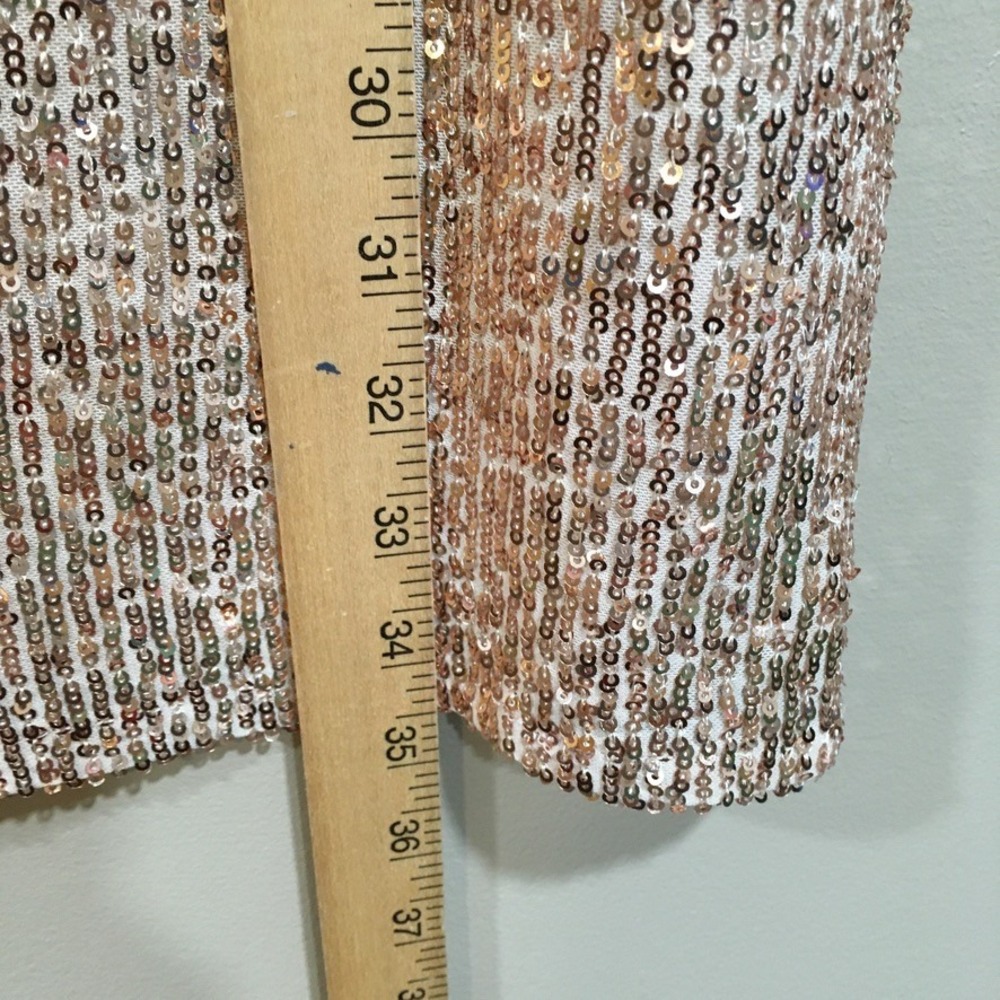MSK Sequin Cocktail Dress Womens S Rose Gold Short Sleeve Party Glam Gala Event - Picture 3 of 9